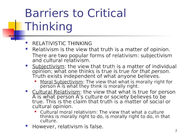 what is barrier of critical thinking